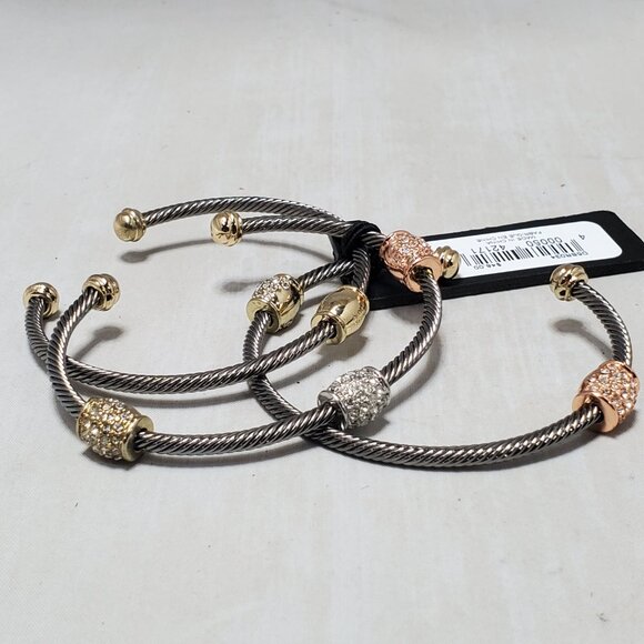 Armani Exchange Mixed Metal Cable Cuff Bracelets – Set of 3 - Picture 5 of 12
